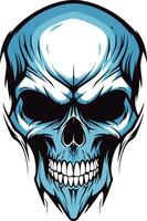 A fierce blue skull with detailed features, perfect for adding a touch of danger and edginess to designs vector