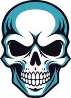 A menacing blue and white skull illustration, perfect for adding a touch of danger and coolness to your design projects vector