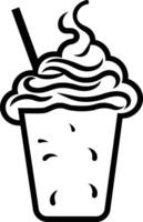 A simple line drawing of a milkshake with a straw vector