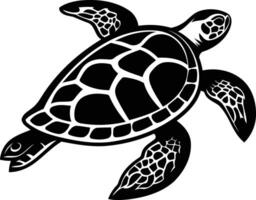 A bold and simple black and white illustration of a sea turtle, perfect for branding, logos, and design projects vector