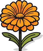A cheerful cartoon illustration of a calendula flower, perfect for adding a touch of nature to your designs vector