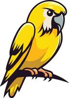 A friendly yellow parrot perched on a branch vector