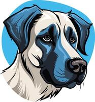 A striking illustration of a white and blue anatolian shepherd dog, perfect for branding, website design, or pet-related projects vector