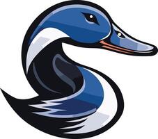 A bold and dynamic logo featuring a duck's head in a stylized, almost abstract design, perfect for a sports team, brand, or company looking for a mascot with a touch of personality vector