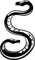 Black and white illustration of a snake curled up in an s shape vector