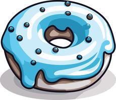 A delicious blue glazed donut with chocolate sprinkles, perfect for use in food-related designs, social media posts, or branding materials vector