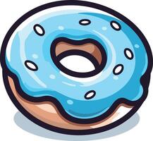 A delicious cartoon donut with blue frosting and white sprinkles, perfect for bakery branding, food illustrations, or social media posts vector