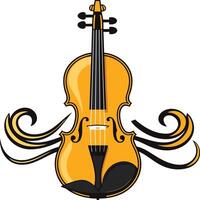 A stylized illustration of a violin with elegant floral swirls, perfect for music-related projects, branding, and design elements vector