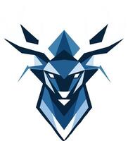 Modern, abstract deer logo design in blue and white color scheme vector