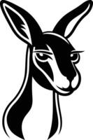 Black and white illustration of a kangaroo's head, perfect for logo design, branding, or as a powerful mascot vector