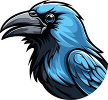 A fierce blue raven with a sharp beak, perfect for a mascot, logo, or design project needing a strong, intelligent presence vector