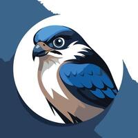 A bold and modern logo design featuring a stylized blue falcon in a circular frame, ideal for branding and identity projects vector
