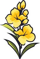 A simple, elegant illustration of a yellow flower with green leaves, perfect for adding a touch of nature to your design projects vector