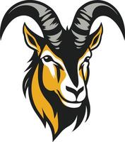 A powerful and majestic mountain goat head logo design, perfect for businesses and organizations seeking a strong and confident visual identity vector
