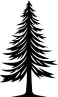 Simple black and white silhouette of a fir tree, ideal for nature-themed logos, branding, or design projects vector