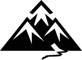 Simple black and white mountain icon, perfect for logos, websites, and branding materials vector