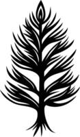 Stylized black and white illustration of a tall, slender tree with intricate branches and a delicate, pointed top vector