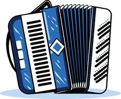 A cartoon illustration of a blue accordion, perfect for websites, social media, and print projects related to music, festivals, and cultural events vector