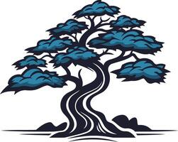 A stylized bonsai tree with a thick trunk and a lush canopy, perfect for nature-themed logos, branding, and design projects vector