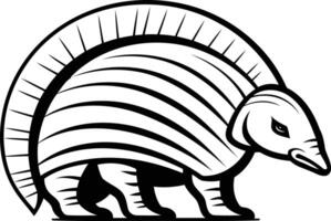 A striking black and white illustration of an armadillo, ideal for branding, logos, and educational materials vector