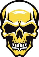 A bold, yellow skull with a menacing grin, perfect for branding, t-shirt designs, and more vector