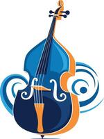 A vibrant and stylized illustration of a double bass with abstract swirls, perfect for musical events, promotions, and branding vector