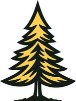 A stylized evergreen tree in a bold black and yellow color scheme vector