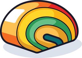 A colorful, cartoon-style rainbow cake illustration, perfect for branding, packaging, or social media content vector