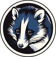 A stylized, circular logo featuring a raccoon's face, perfect for branding companies with a playful, nature-inspired theme vector