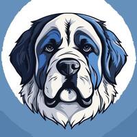 A stylized portrait of a majestic great pyrenees dog with striking blue markings vector