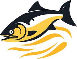 A dynamic logo featuring a stylized fish leaping out of the water vector