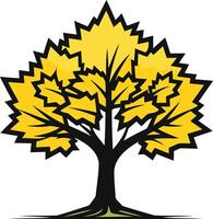 A stylized illustration of a tree with vibrant yellow leaves, perfect for representing growth, nature, and community vector
