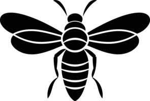 Simple black and white silhouette of a bee, perfect for branding, logos, and nature-inspired designs vector