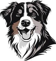 A friendly and adorable australian shepherd dog with a playful smile vector