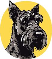 A striking portrait of a schnauzer dog, perfect for pet-related businesses, branding, or as a quirky design element vector