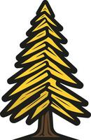 A stylized yellow pine tree with a brown trunk and base vector