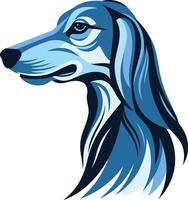 A stylized, blue silhouette of an afghan hound's head, perfect for branding, design projects, or pet-related products vector