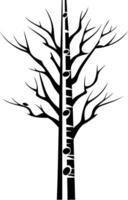 Stylized black and white illustration of a bare tree with a unique trunk pattern vector