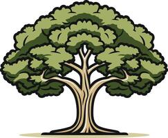 A sturdy, cartoon-style oak tree with a full canopy, perfect for branding, logos, or educational materials vector