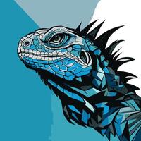 A stylized, blue iguana with a geometric pattern, perfect for branding, tattoos, and graphic design projects vector