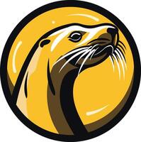 Bold and eye-catching, this graphic illustration of a sea lion's head in a circular design is perfect for logos, branding, and more vector