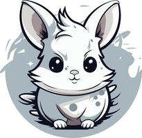 Cute White Rabbit with Big Eyes vector
