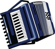 A vibrant blue accordion with a white keyboard, isolated on a white background vector