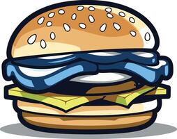 A cartoon burger with a colorful and playful design vector