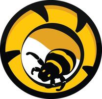 A bold and eye-catching logo featuring a stylized bee inside a circular frame vector