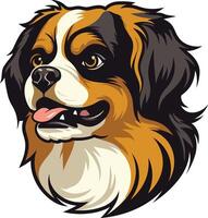 Cute cartoon illustration of a bernese mountain dog with a friendly expression, perfect for pet-related products, websites, or social media vector