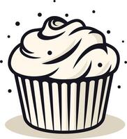 A simple yet charming cartoon cupcake with frosting and sprinkles vector