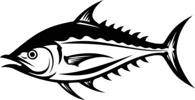 A bold and striking silhouette of a tuna fish, perfect for branding, logos, and designs related to fishing, seafood, and ocean life vector