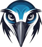 A striking, stylized bird head logo, featuring a sharp beak and intense eyes, perfect for a brand seeking a powerful and unique identity vector