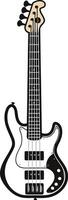 A simple, stylish black and white illustration of a bass guitar vector